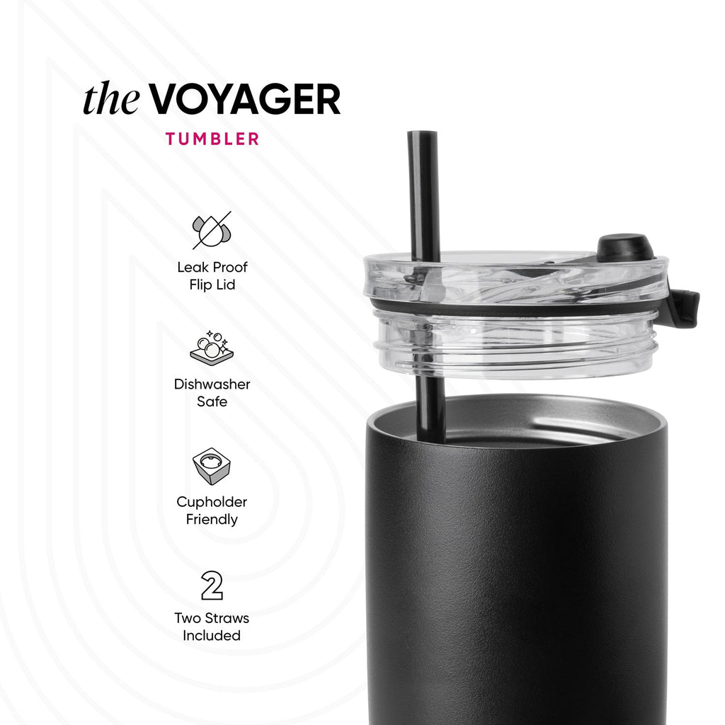 Collegiate Voyager Tumbler with Clear Flip Lid & Straw